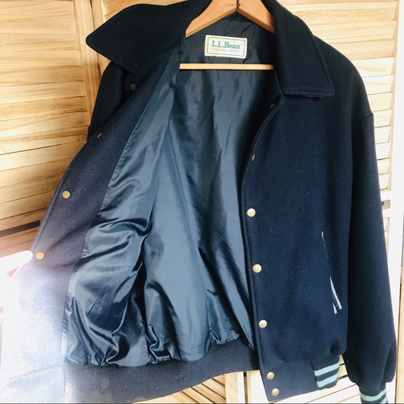 L.L. Bean Vintage Wool Varsity Bomber Jacket - Picture 4 of 8